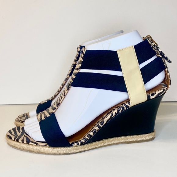 Fendi Carioca Zebra Wedge Sandals Size 38 - Picture 3 of 14